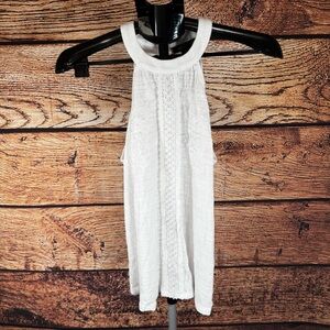 Cable & Gauge White Lace Embroidered Halter Top NWT Size M